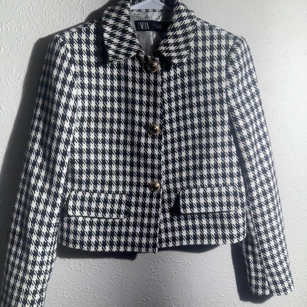 Blazer Zara houndstooth golden button .size XS. - Picture 11 of 13